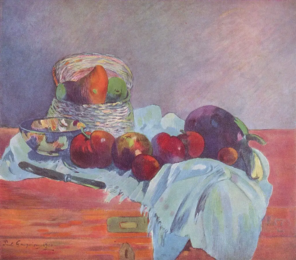 Fruit and Knife in Detail Paul Gauguin